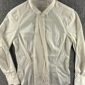 Brunello Cucinelli Women White Long Sleeve Button Up Shirt Large Cotton Blend